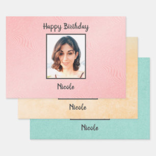 Foto und Monogramm Geschenkpapier Set