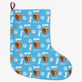 Foto und Name Blau für Hunde Großer Weihnachtsstrumpf