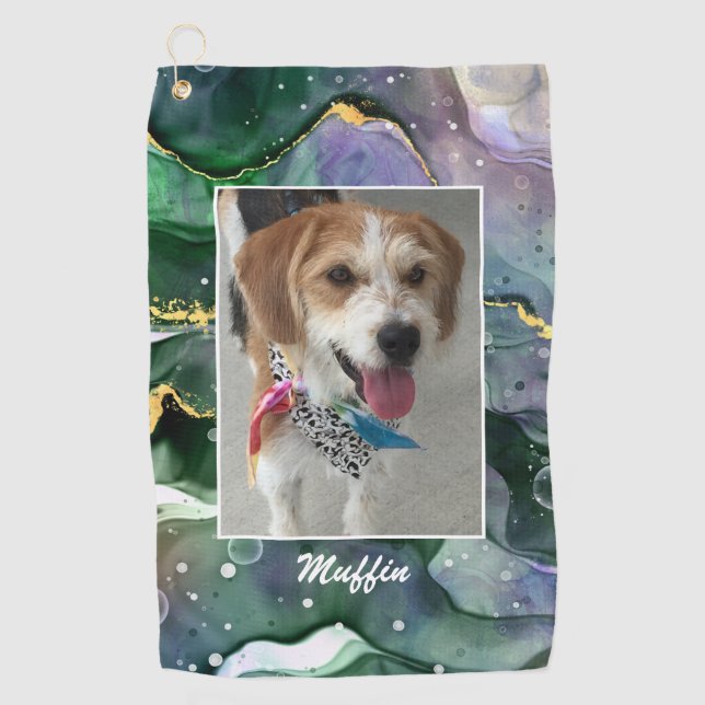 FOTO und Name des Heimtieres oder des Kindes, Tint Golfhandtuch (Vorderseite)