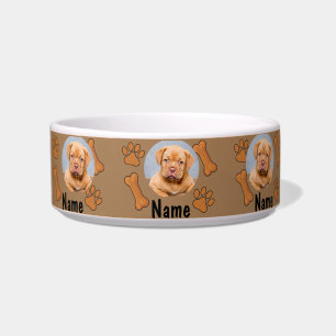 Foto und Name des Hundes, mit Knochen- und Paw-Dru Napf