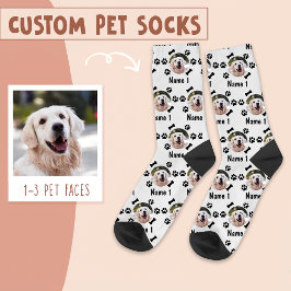 Foto und Name des Hundes, mit Knochen- und Paw-Dru Socken