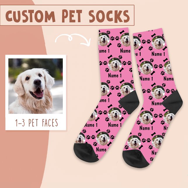 Foto und Name des Hundes, mit Knochen- und Paw-Dru Socken (Von Creator hochgeladen)