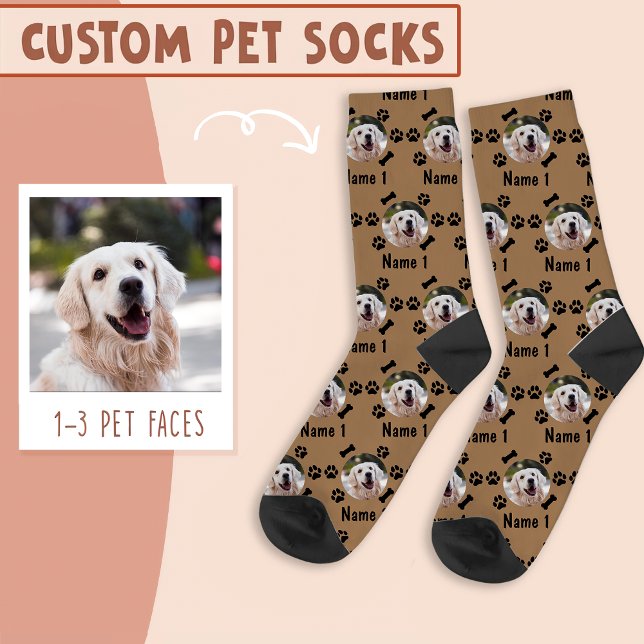Foto und Name des Hundes, mit Knochen- und Paw-Dru Socken (Von Creator hochgeladen)