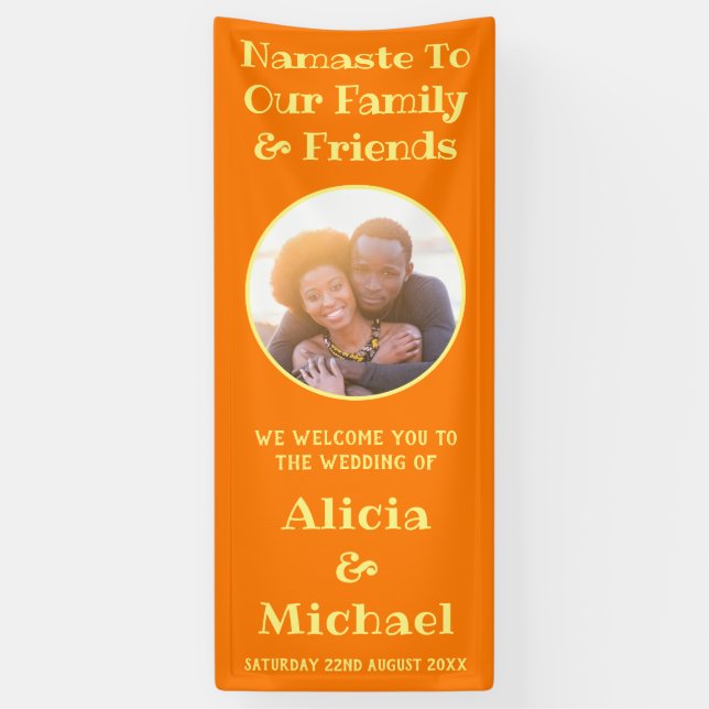 Foto und Name | Orange Yellow Wedding Welcome Banner (Vertikal)