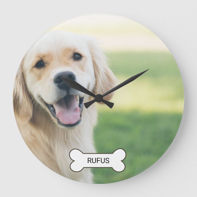 Foto und Name Personalisiert gemacht Große Wanduhr (Vorderseite)