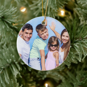 Foto und Name Roter Glitzer Keramik Ornament