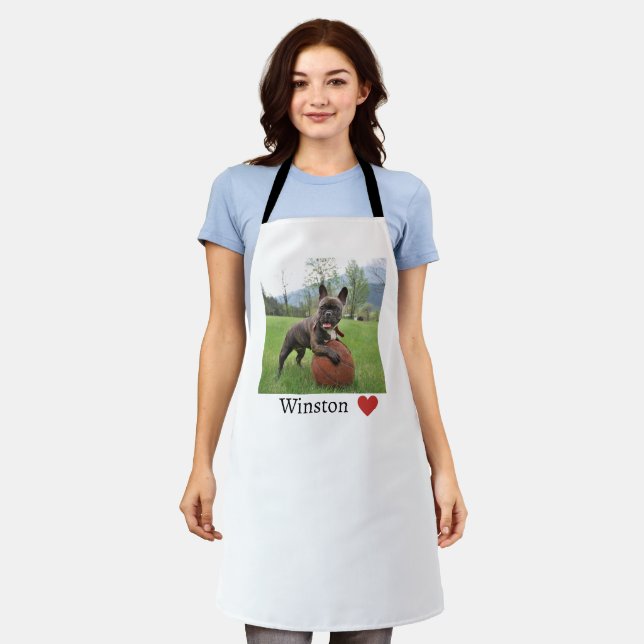 Foto und Name Weibliche Französischer Bulldog Schürze (Getragen)