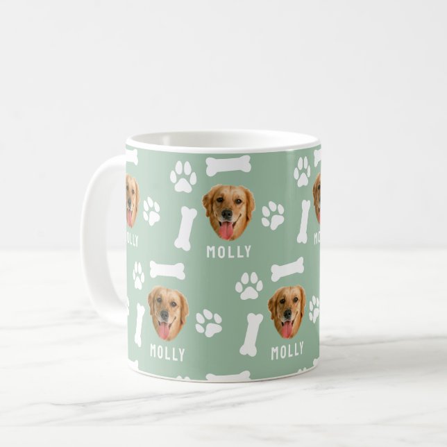 Foto- und Namenssage-Grün für Hunde Kaffeetasse (Vorderseite Links)