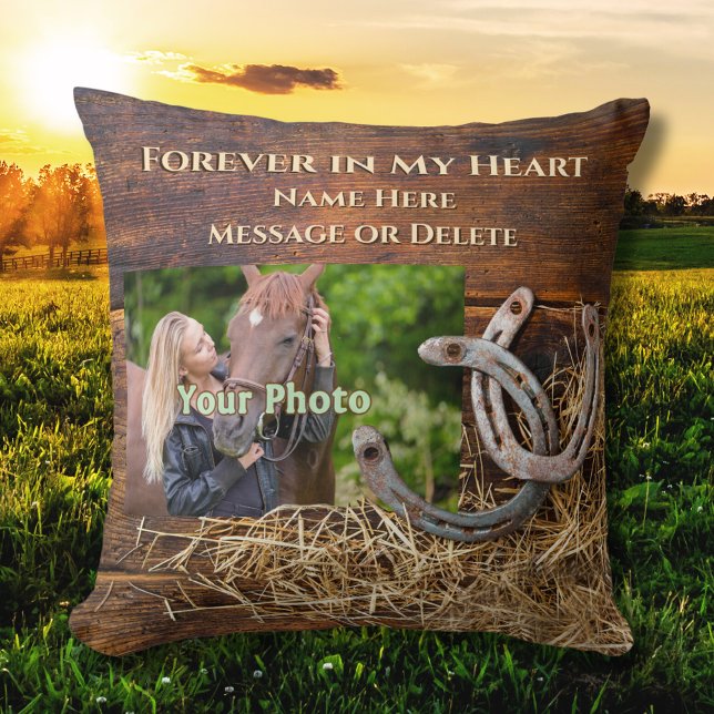 Foto und Personalisiert, Geschenke für Pferde Kissen (Horse Memorial Gifts. Horse memorial pillow with your horse photo. Sympathy gifts for horse lovers.)
