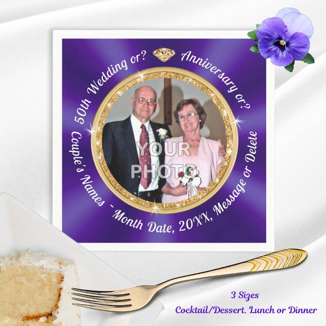 FOTO und Personalisierten Napkins zum 50. Serviette (50th Wedding Anniversary Napkins. 50th wedding anniversary. Personalized Photo Cocktail Napkins.)