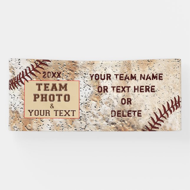 Foto und Personalisiertes Baseball-Banner, Vintag Banner (Horizontal)