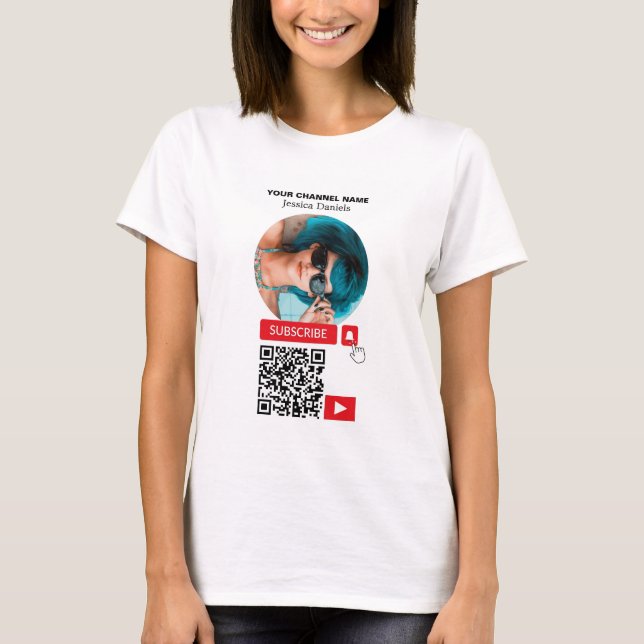 Foto und QR Code, Youtube - Vlogger T-Shirt (Vorderseite)