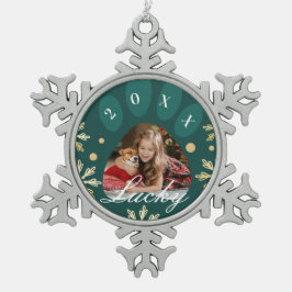 Foto und Schneeflocken Schneeflocken Zinn-Ornament