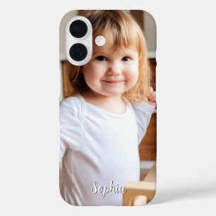 Foto und Schriftname Ihres Kindes iPhone 16 Hülle