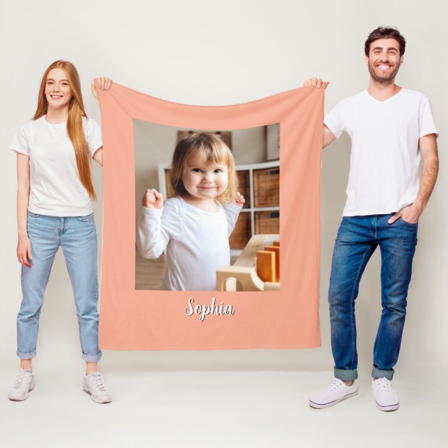 Foto und Skriptname des Kindes, Peach Fleecedecke (Beispiel)
