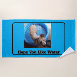 Foto und Text, blau Strandtuch