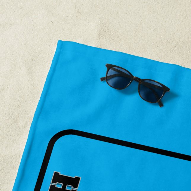 Foto und Text, blau Strandtuch (Beispiel)