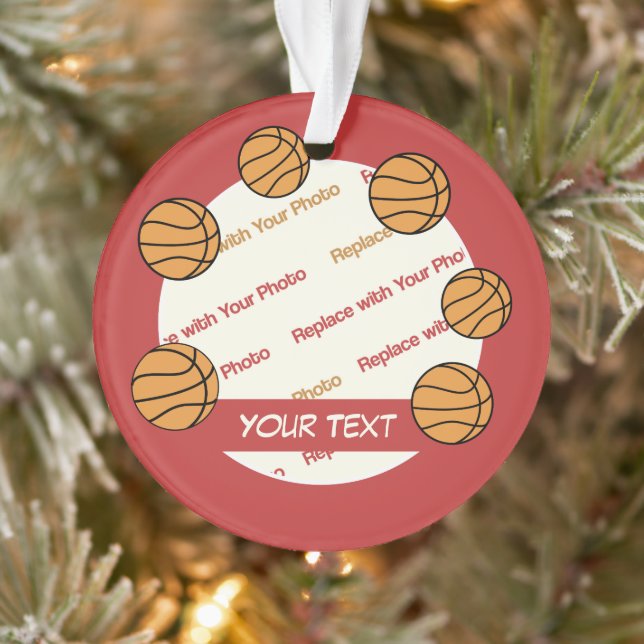 Foto und Text für personalisierte Basketball - 2 S Ornament (Baum)