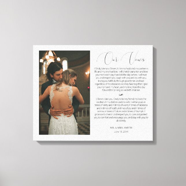 Foto und Vows zum Geburtstag von Hochzeiten Leinwanddruck (Vorderseite)