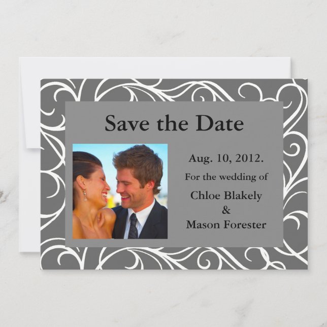 Foto und Wirbel Save the Date (grau) (Vorderseite)