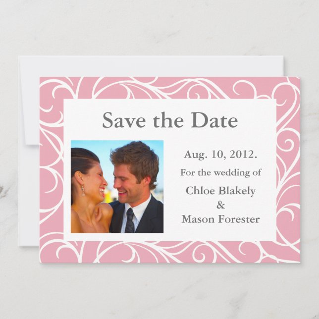 Foto und Wirbel Save the Date (pink) (Vorderseite)