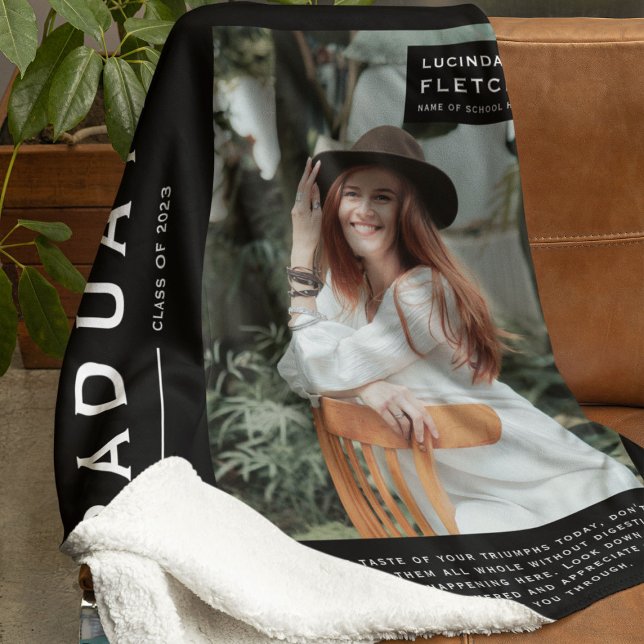 Foto und Zitat-Abschluss halten Schwarz Fleecedecke (Von Creator hochgeladen)