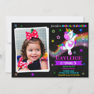 Foto Unicorn Geburtstagsfeier Einladung 1. Party d