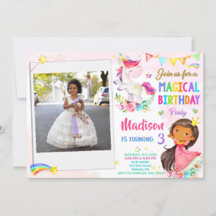 Foto Unicorn und Prinzessin Einladung zum Geburtst
