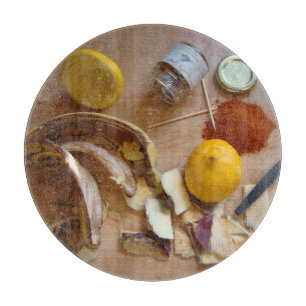 Foto unordentlicher Gemüsehülle macht Spaß Schneidebrett