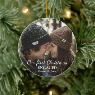 Foto Unsere erste Weihnachtszeit Verlobten Whimsik Keramik Ornament