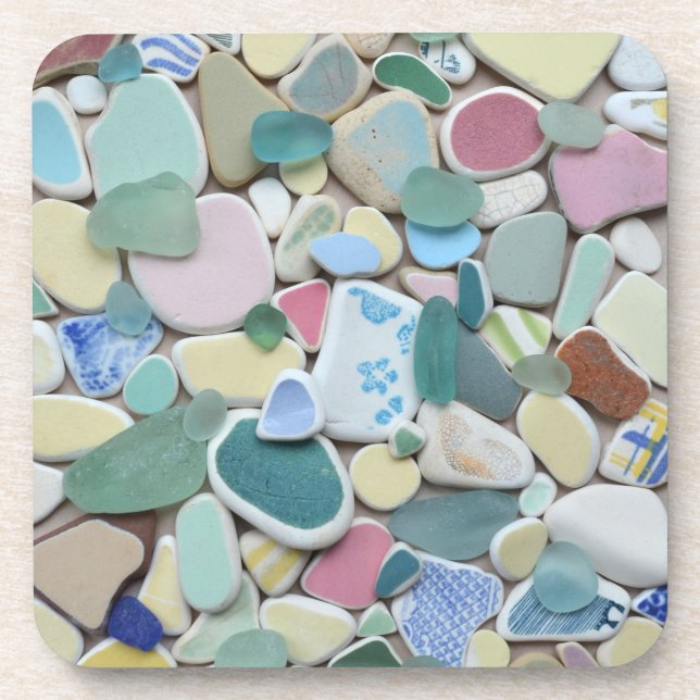 Foto-Untersetzer aus Meerglas, Strandglas Getränkeuntersetzer (Vorderseite)