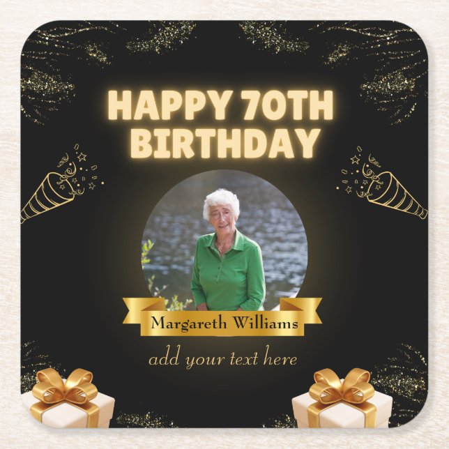 Foto-Untersetzer zum 70. Geburtstag Rechteckiger Pappuntersetzer (Vorderseite)