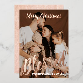 Foto-Urlaubskarte für gesegnete Familien Folien Feiertagskarte