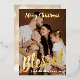 Foto-Urlaubskarte für gesegnete Familien Folien Feiertagskarte