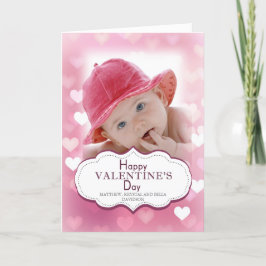 Foto-Valentinenkarte für rosa Herzen Feiertagskarte