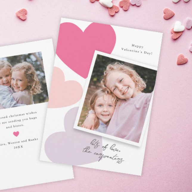 Foto Valentins Big Hearts Feiertagskarte (Big Hearts Modern 2 photo Valentine's Day Card.)