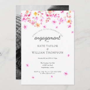 Foto Verlobung Elegantes Wasserfarbenbad Einladung