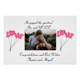Foto Verlobung Rosa Liebe Balloons Poster