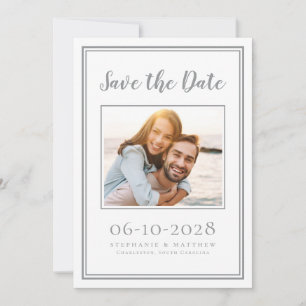 Foto Verlobung Wedding Simple Gray White Save The Date