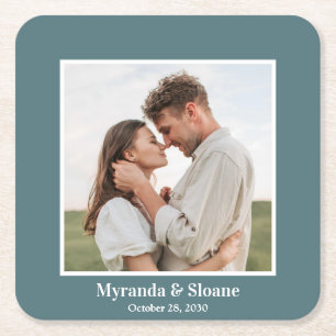 Foto-Verlobungsfeier Türkis Rechteckiger Pappuntersetzer