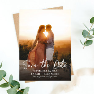 Foto - Vertikales Save the Date und Handschrift 2 Einladung