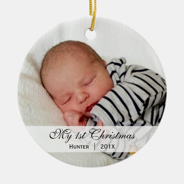 Foto-Verzierung das | des Babys erste Weihnachts Keramik Ornament (Vorne)