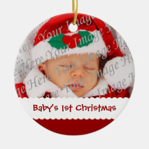 Foto-Verzierung des Babys datierte 1. Weihnachts Keramikornament