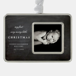 Foto-Verzierung des Babys erste fröhliche kleine Rahmen-Ornament Silber