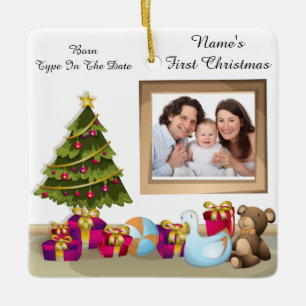 Foto-Verzierung des personalisierten Babys erste Keramikornament