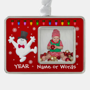 Foto-Verzierung des personalisierten Babys erste Rahmen-Ornament Silber