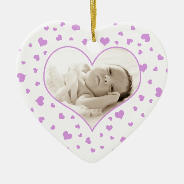 Foto-Verzierung des Valentines des Babys erste Keramik Ornament (Vorne)