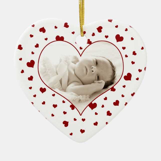 Foto-Verzierung des Valentines des Babys erste Keramik Ornament (Vorne)