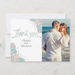 Foto Vielen Dank | Beach Seashells Coral Aquamarin Dankeskarte