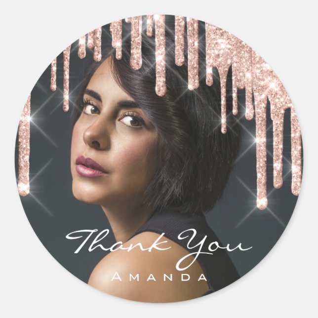 Foto Vielen Dank, dass Sie den Namen Birthday Part Runder Aufkleber (Vorderseite)